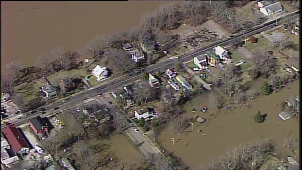 Exclusive Chopper 9 footage of New Richmond flooding