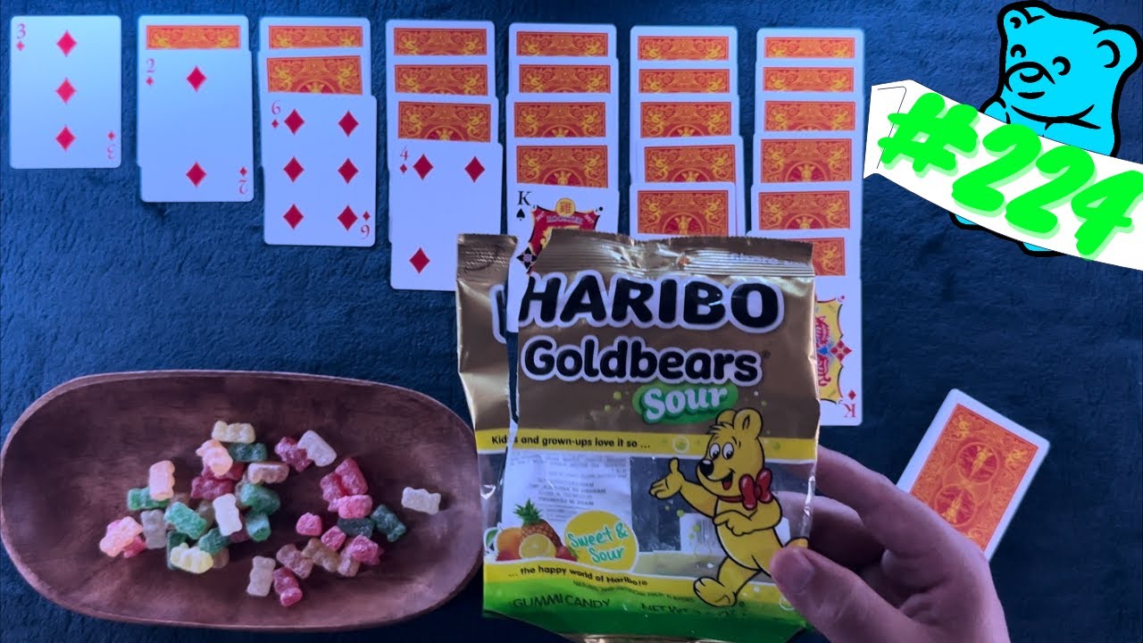 Candy & Solitaire ASMR #224: Sour Haribo Gummy Bears & The Zodiac Deck