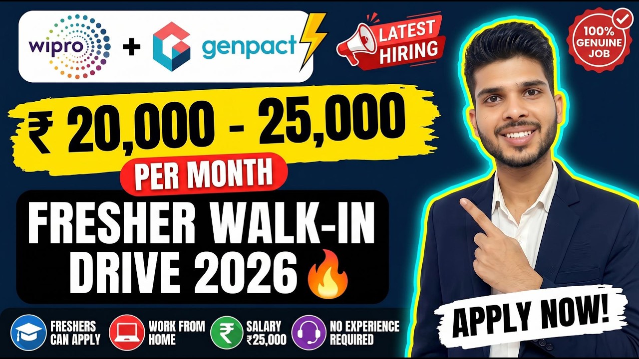 Wipro + Genpact Fresher Walk-In Drive 2026 🔥 Direct Hiring | Any Graduate Apply Now