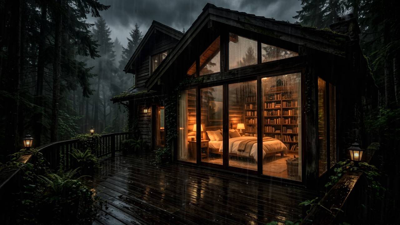 Hours Rain Sounds for Deep Sleep 🌙 | Beat Insomnia & Anxiety | Cozy Cabin Rain Ambience
