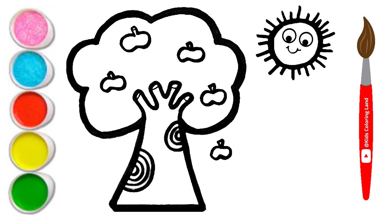 Apple tree Drawing || Draw Pop it || kids drawing ,painting and coloring || kids magic art