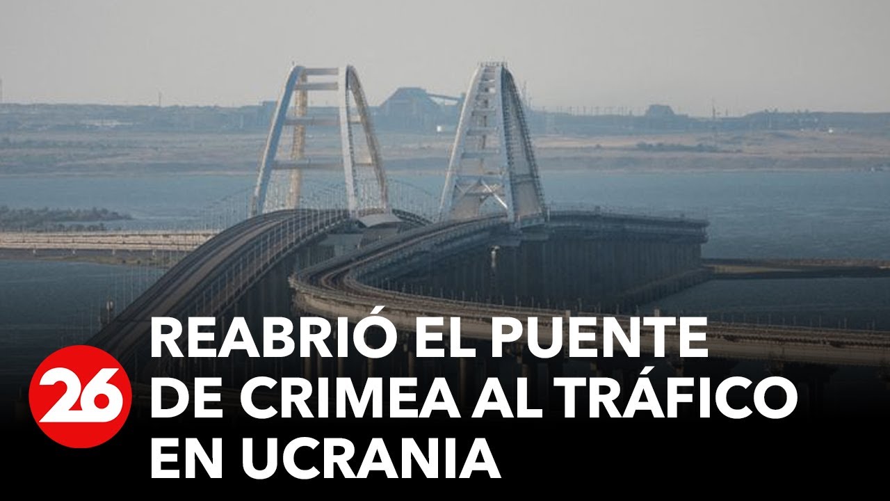 Una sección del puente de Crimea fue reabierta al tráfico en Ucrania