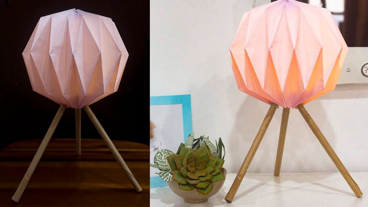 How to make an ORIGAMI LAMP - DIY Paper Lamp - Room Decor