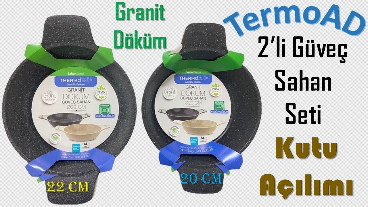 ThermoAD Granit Döküm 2'li Güveç Sahan Seti Kutu Açılımı