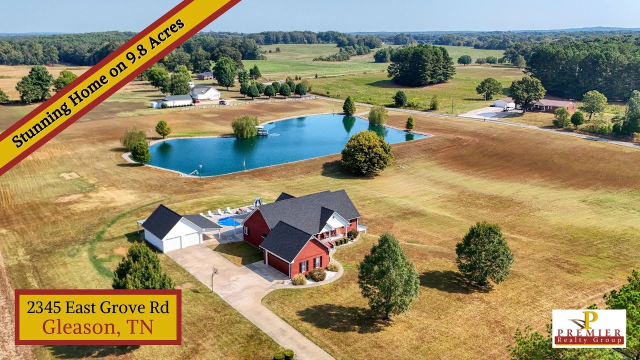 Stunning Home w/In-Ground Pool & Big Pond on Nearly 10 Acres in Gleason, TN