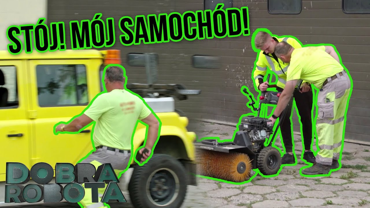 Za bardzo wczuł się w czyszczenie chodnika spalinową zamiatarką 😂 | Dobra robota