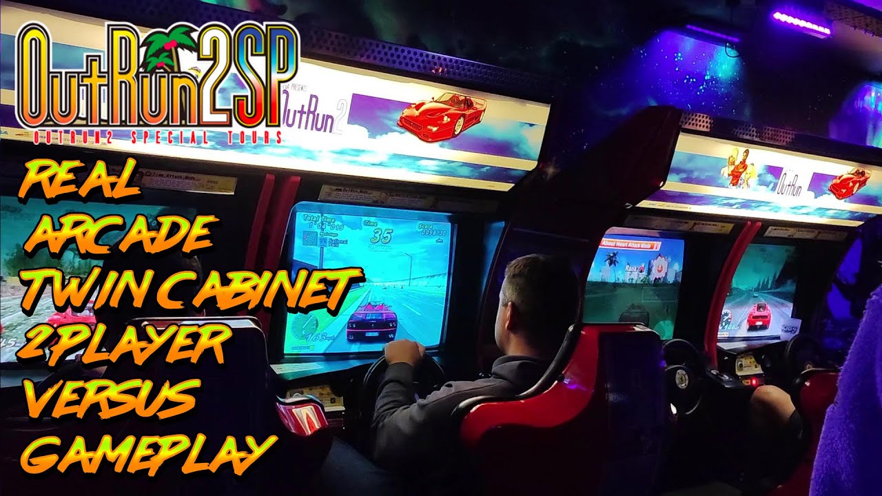 Outrun 2 SP - Real Arcade Twin Cabinet 2P Versus Gameplay (Chris Vs Neil)