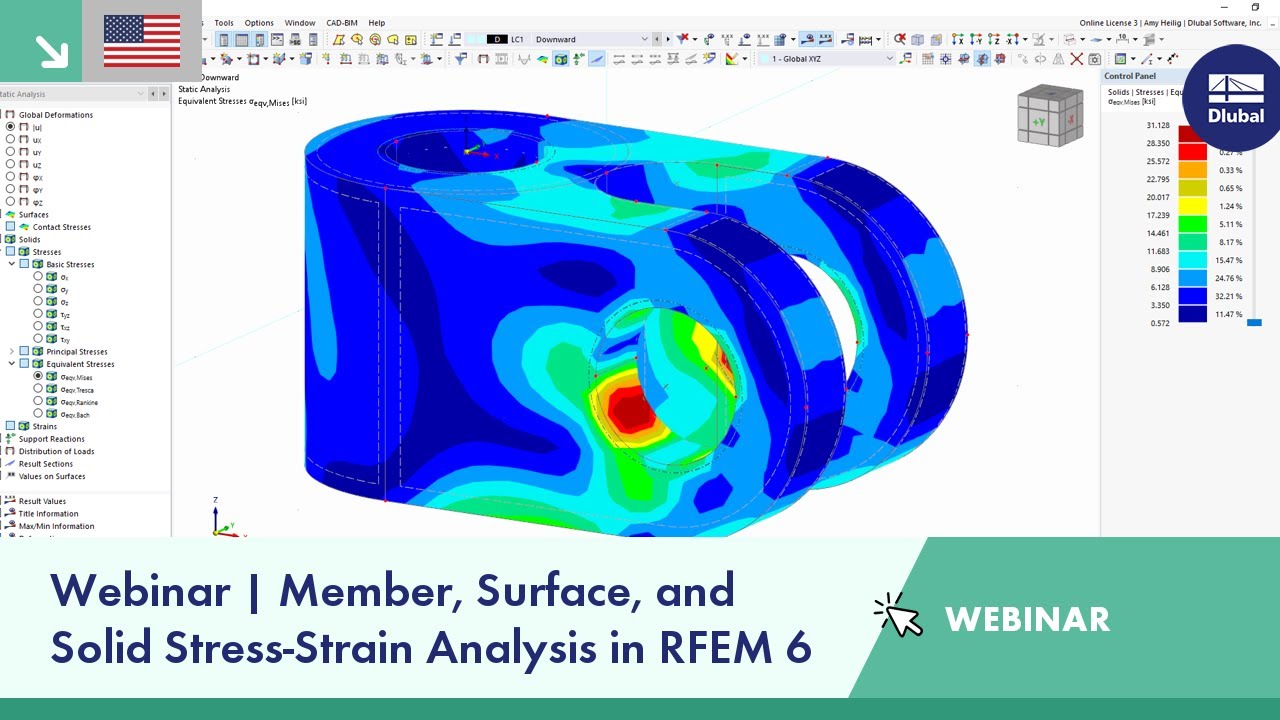 Webinar | Member, Surface, and Solid Stress-Strain Analysis in RFEM 6