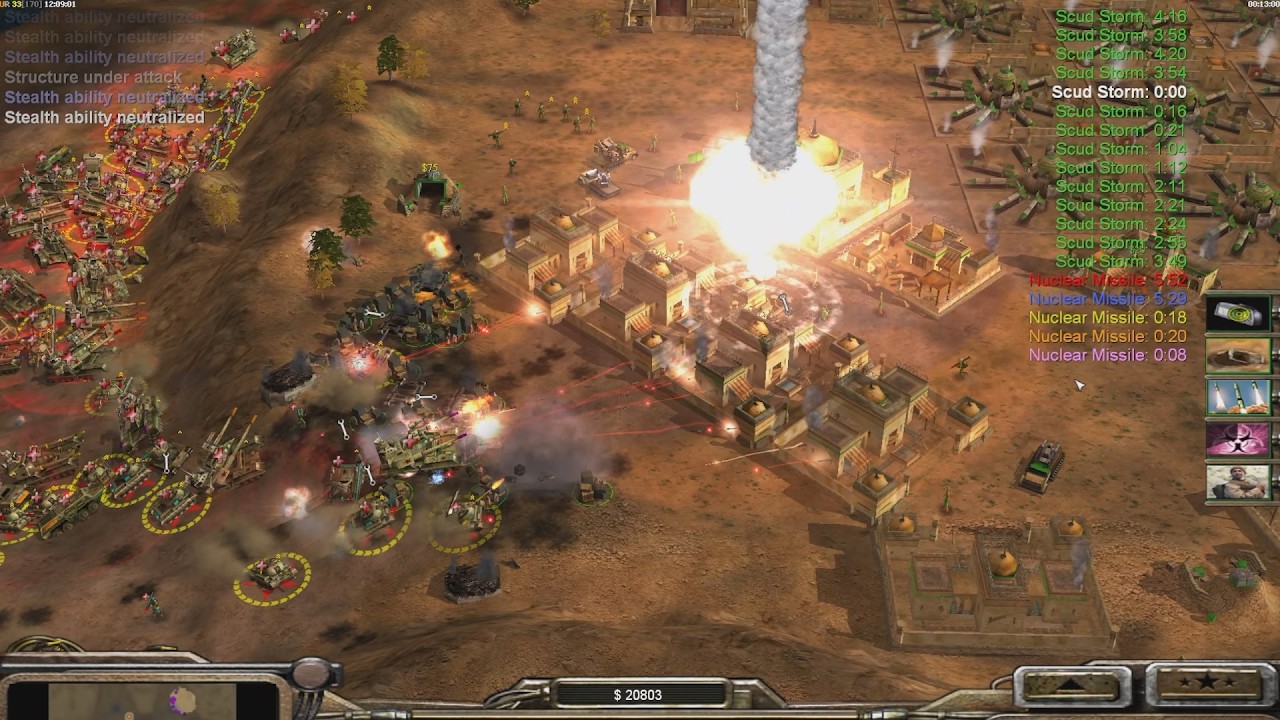 GLA Stealth - Command & Conquer Generals Zero Hour - 1 против 7, сложный геймплей