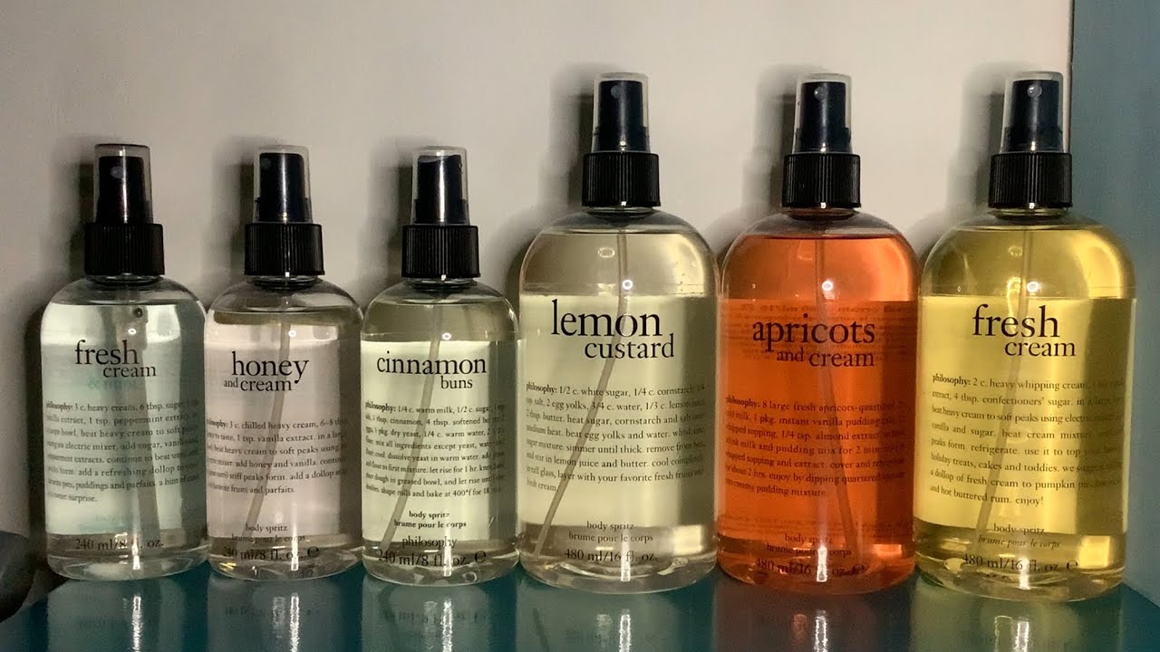 Philosophy Body Sprays Fresh Cream, Honey, Mint, Apricot, Cinnamon Buns & Lemon Custard Spritz