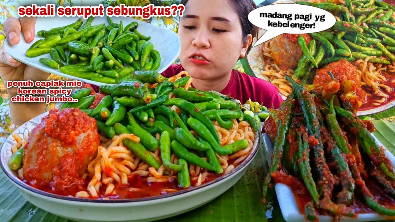 MELINTIR, 3 BUNGKUS MIE KSC CABE RAWIT MENTAH KIMCHI PEDAS MUKBANG ❗