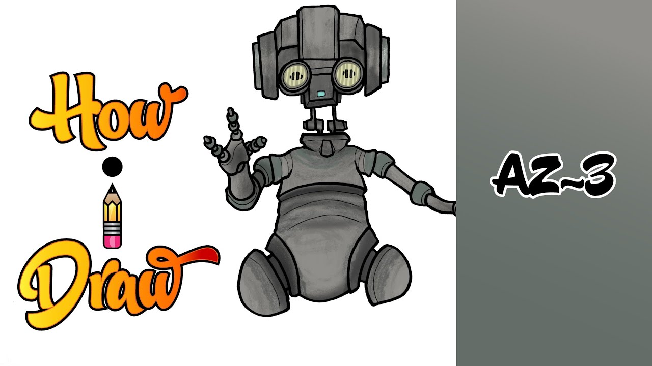 How I Draw AZ-3 DROID from STAR WARS the CLONE WARS & the BAD BATCH * how to draw az3 art lessons *