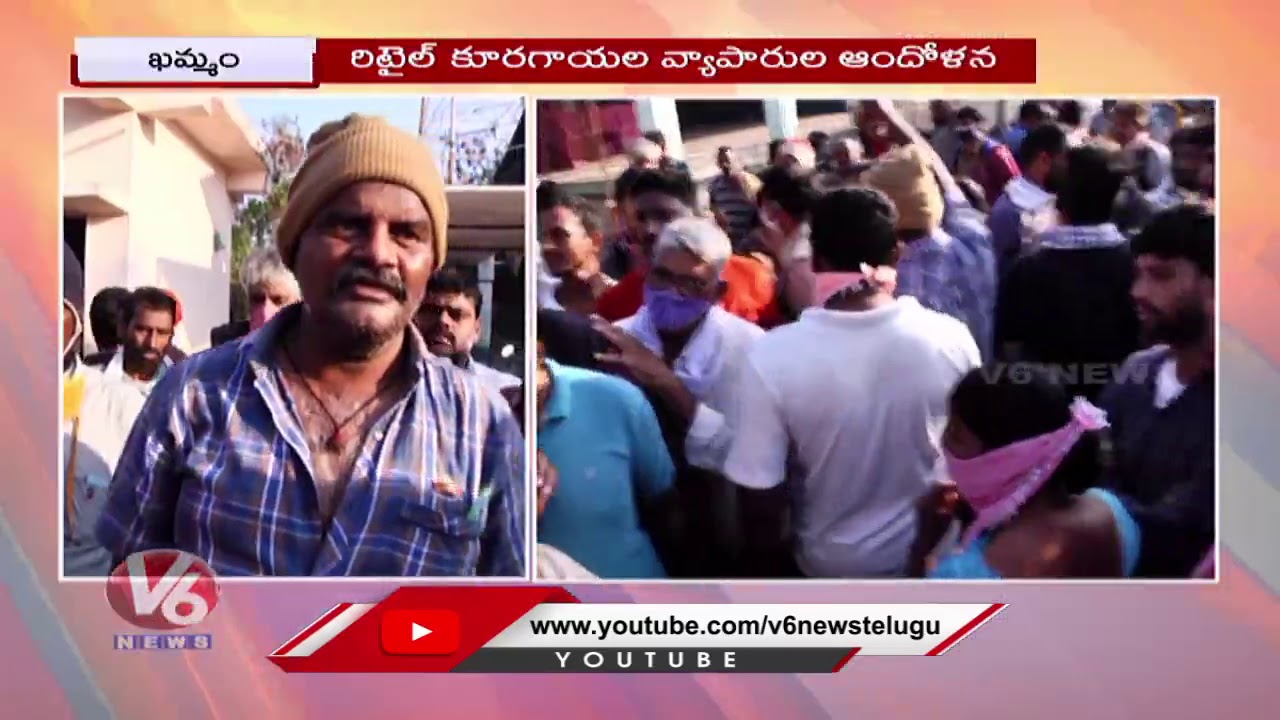 Khammam Byepass Retail Market Vendors Protest | V6 News