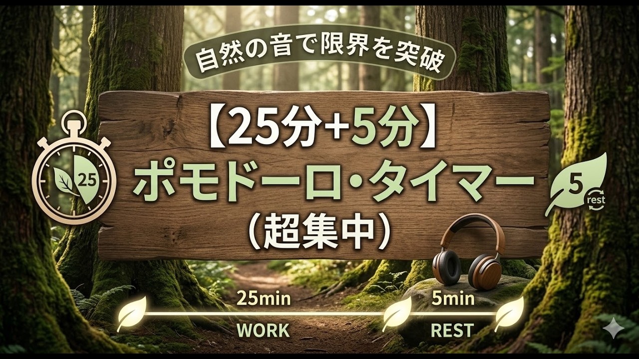 【集中BGM】脳がゾーンに入る『25分ポモドーロ』タイマー