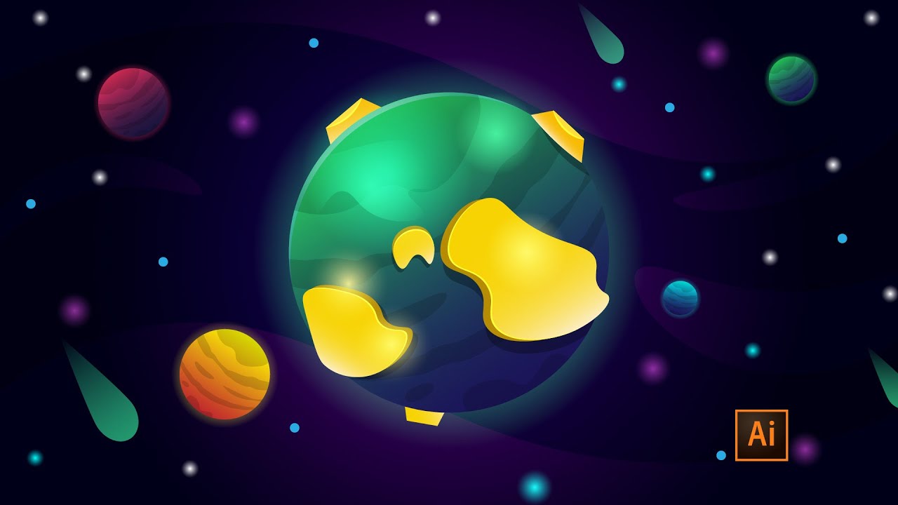 create stunning green fantasy planet | adobe illustrator tutorial