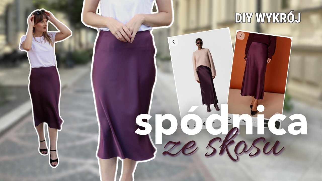 Jak uszyć satynową spódnicę ze skosu | DIY wykrój | slip skirt bez zamka dla początkujących!