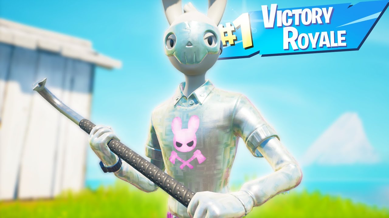 SILVER GUGGIMON SKIN + CROWBAR PICKAXE GAMEPLAY / 10 Kills Solo Win + HANDCAM (Fortnite No Talking)
