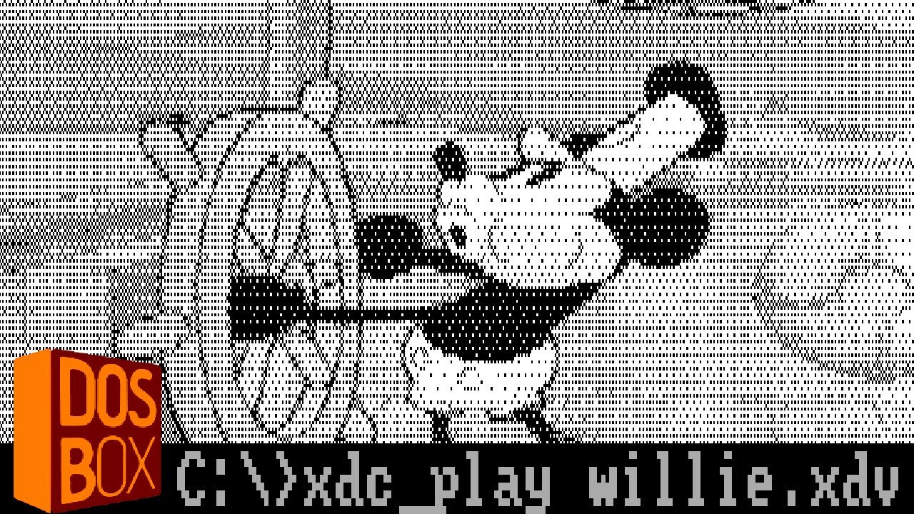 Steamboat Willie (1928), but it's an MS-DOS video file