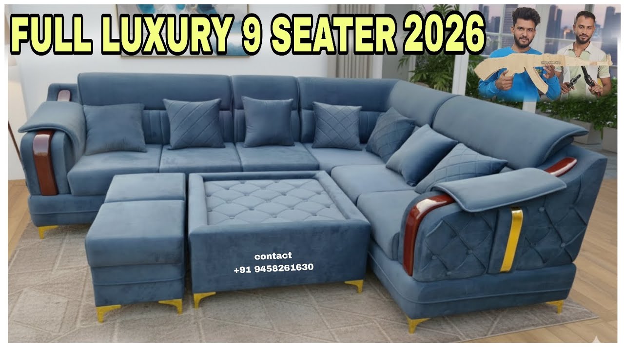 Full Luxury 9 Seater Corner L Shape Sofa | How To Make Sofa | New Sofa Design 2026 | Modern Sofa Set