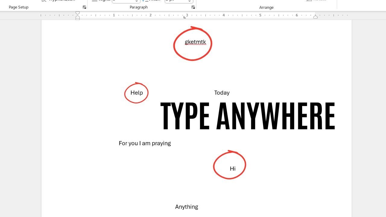 HOW TO CLICK & TYPE ANYWHERE ON a Microsoft Word WORKSPACE