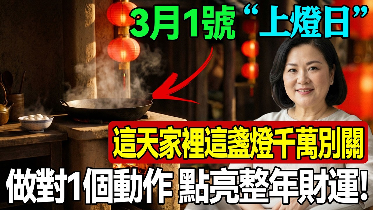 3月1號是「上燈日」！這一天家裡這盞燈 千萬別關！阿嬤教你做對1個動作，點亮整年財運！前途一片光明！#正月十三習俗 #點燈風水 #家居風水