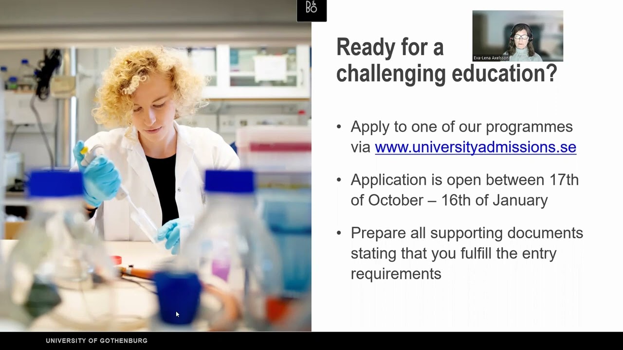 Webinar: Master's programmes in Life Science and Chemistry, University of Gothenburg