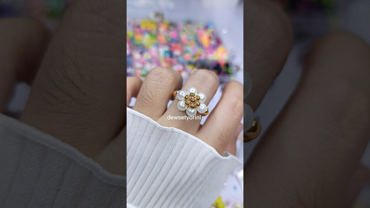 how to make gold beads ring #diy #stonebeads #beads #claybracelet #handmade #bracelet #jewelry