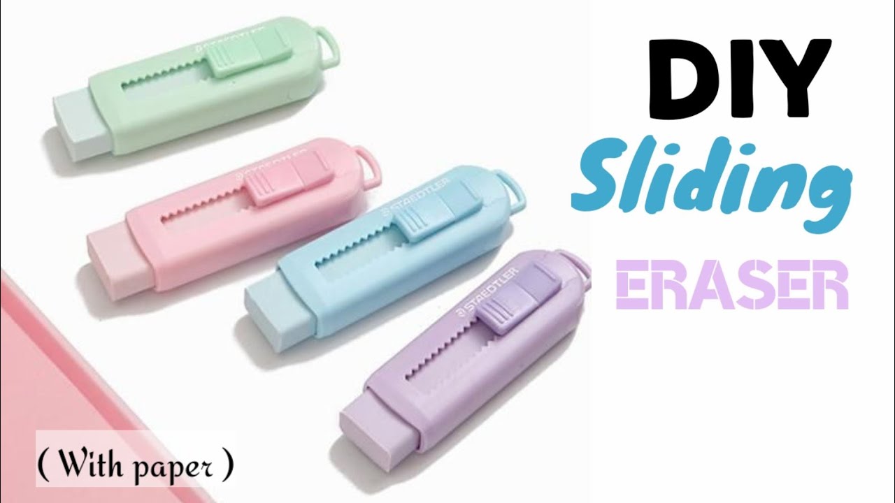 DIY Eraser at home / how to make sliding erase box/ eraser decoration