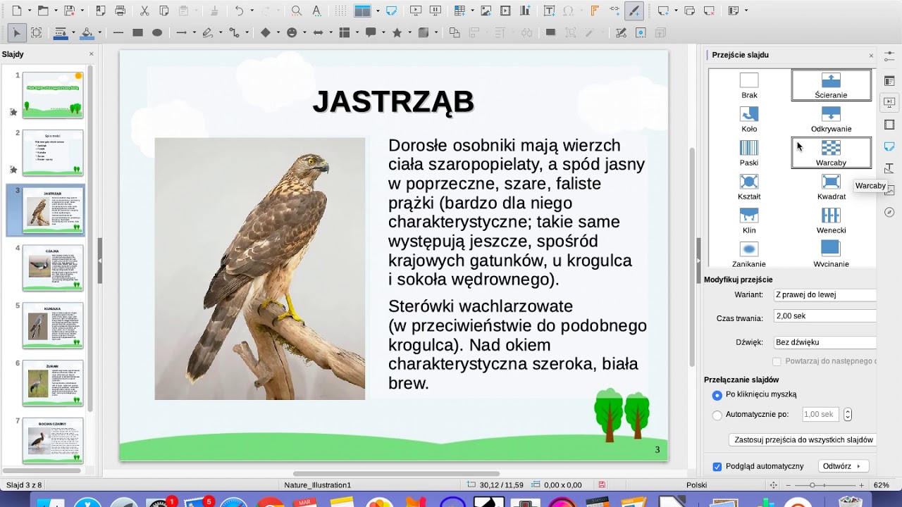 Przejścia slajdów - Libre Office Impress