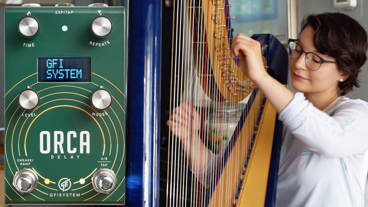 GFI System Orca Delay Pedal on Harp