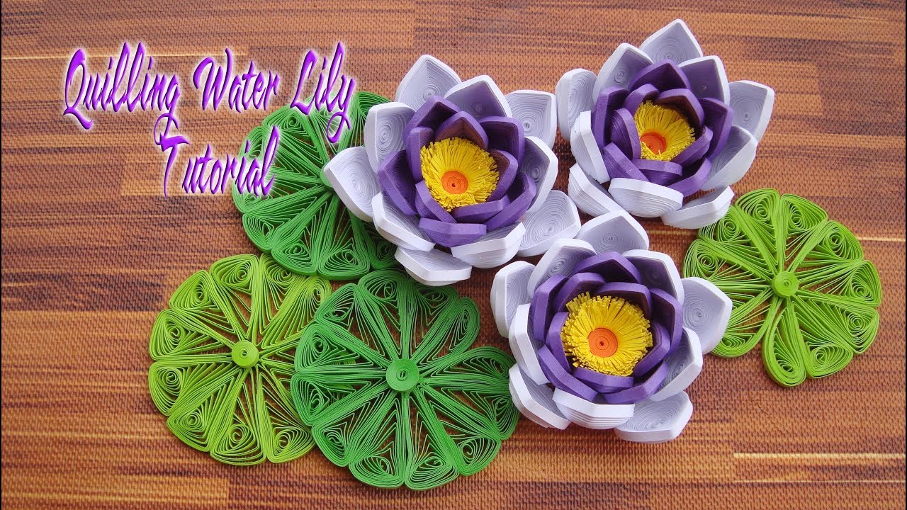 Quilling Water Lily Flower Tutorial , paper water lily| tutorial de lirio de agua de papel