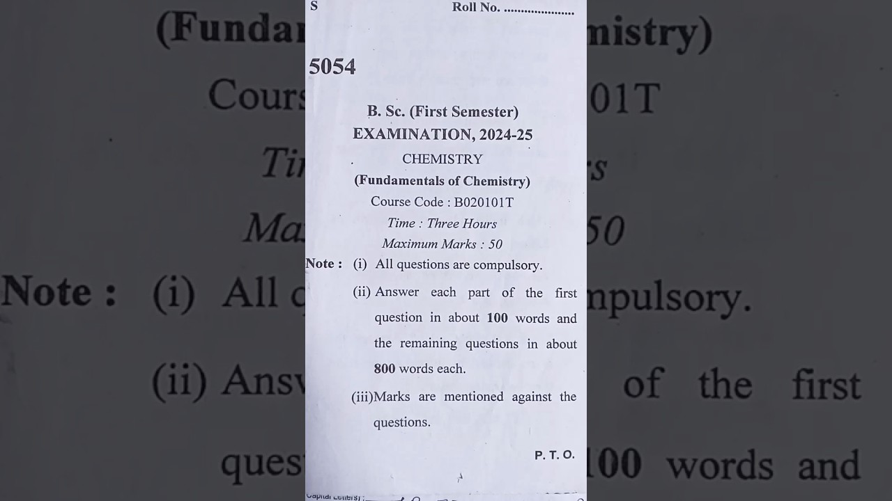 B.sc 1st semester Chemistry paper 2024-25 🤔