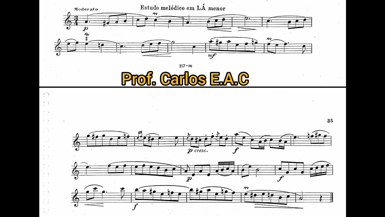 Método Amadeu Russo Saxofone pag 34 Estudo Melódico em Lá menor