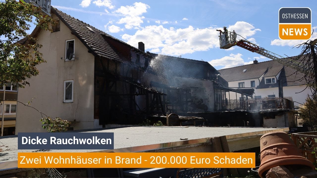 BAD ORB: Dicke Rauchwolken - zwei Wohnhäuser in Brand - 200.000 Euro Schaden