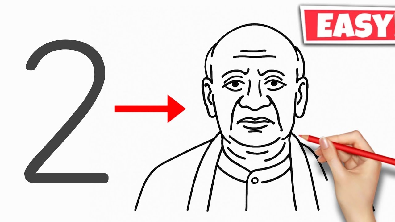 2 number turns into Sardar Vallabhbhai Patel Drawing || Independence day drawing 2025