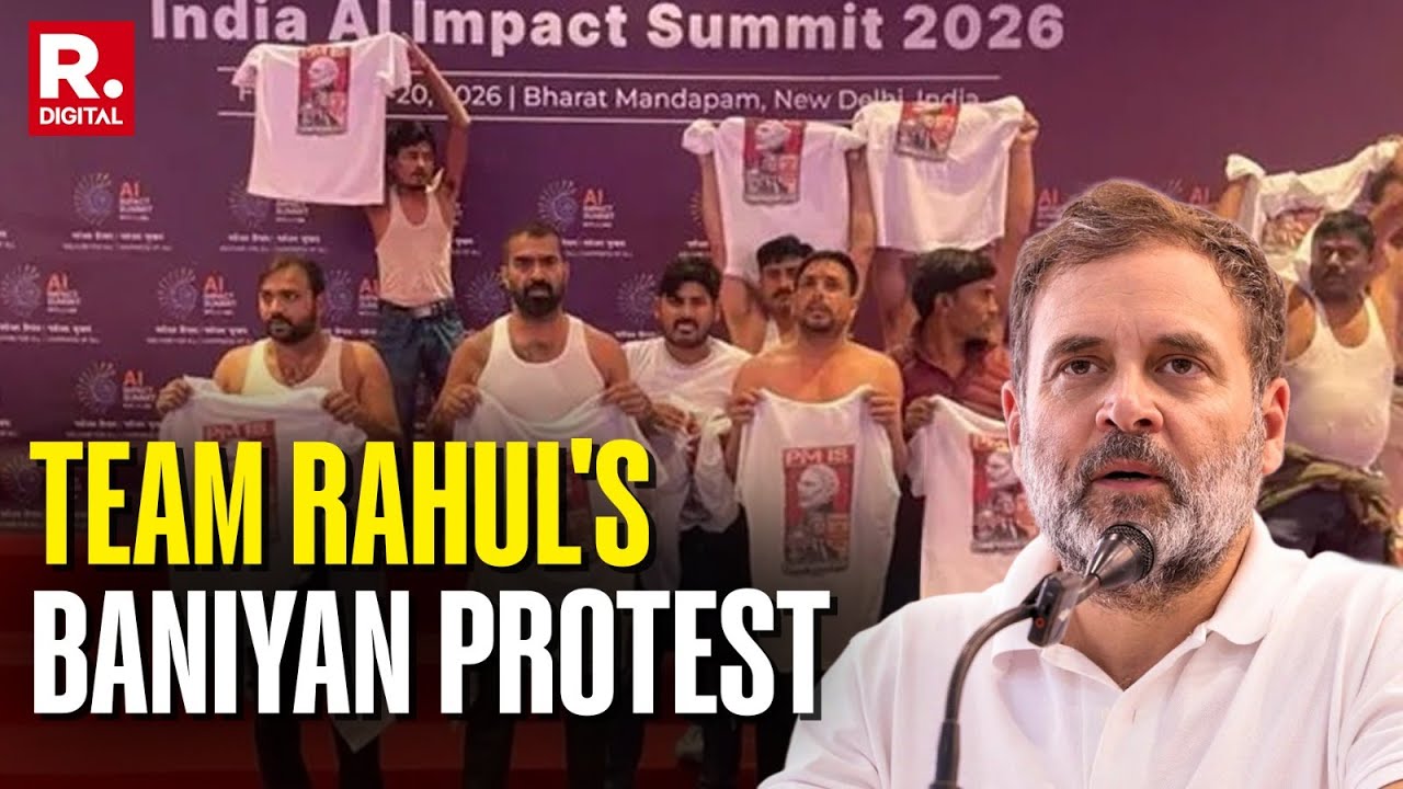 India AI Impact Summit: Congress Workers Stage Protests & Chant Anti-Modi Slogans At Bharat Mandapam