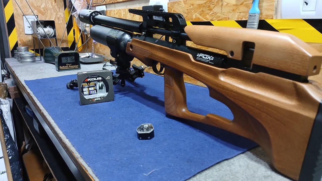 FOX P35X RAPTOR BT 6.35 976FPS PRUEBAS A 50 & 100MTS 33GR SLUG BY EM 