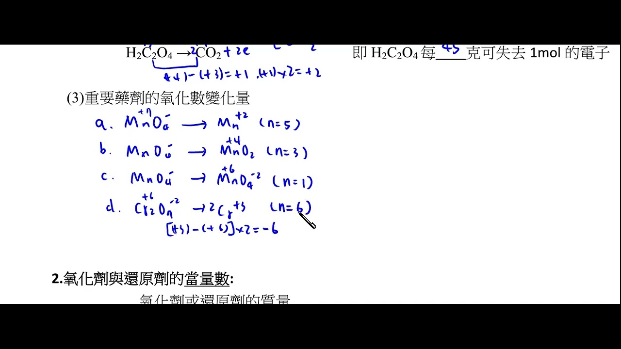 選修化學IV  氧化還原反應 當量與當量數