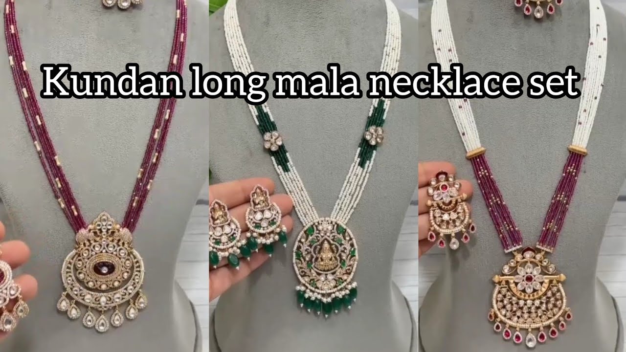 Premium quality kundan long mala necklace set. Hami jewels and clutch.