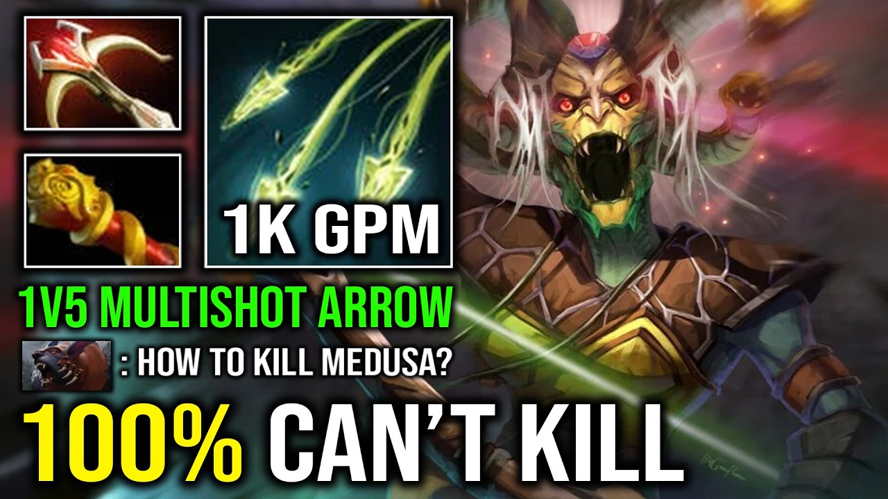 100% CAN'T KILL 1v5 Multishot Brutal Hit Like a Truck Raid Boss Hard Carry Medusa Dota 2