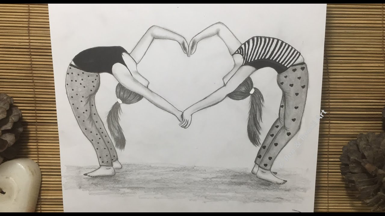 Friendship Day Drawing || Best Friends || How to Draw a Girl ( Pencil Sketch)