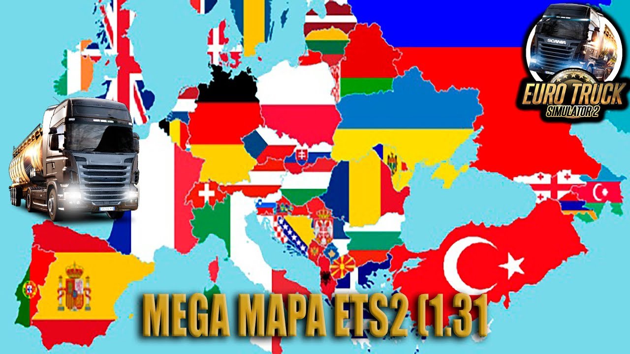 MEGA MAPA ETS2(1.31) PROMODS, RUSMAP, YKS TURKEY, C.H MAP, OPEN SPACES, ROMANIA, SOUTHERN REGION