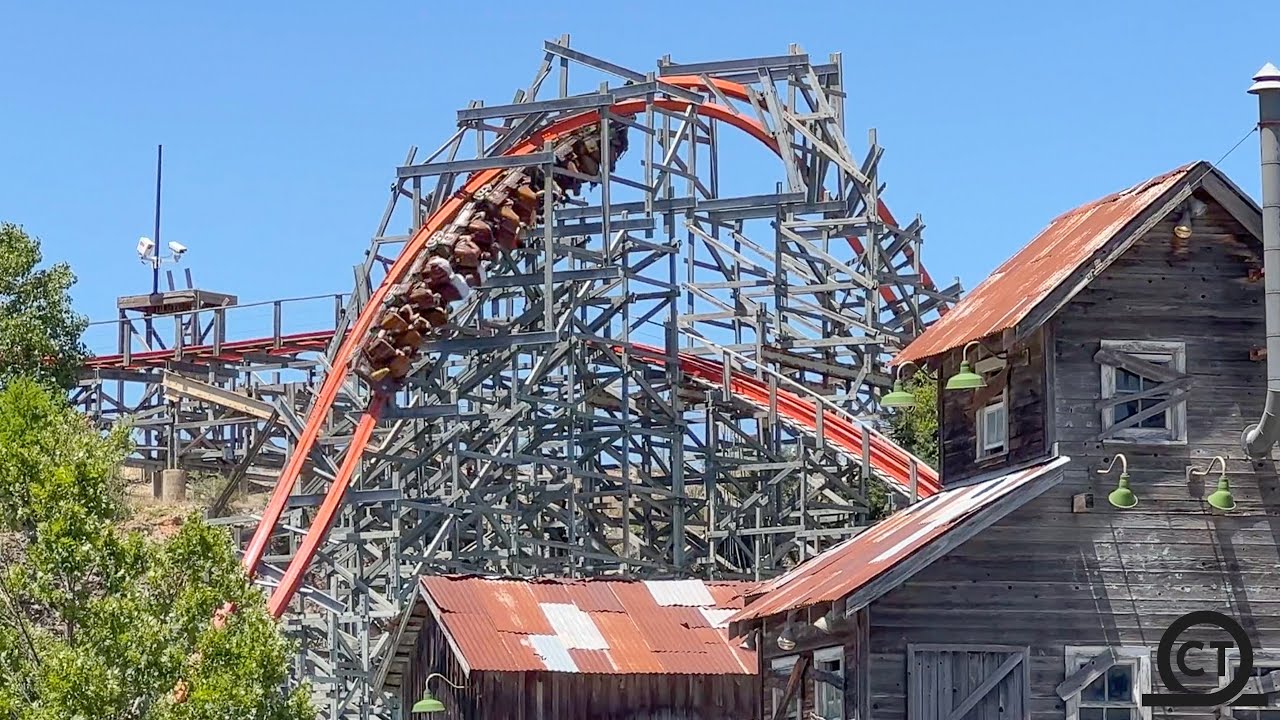 (4K) Iron Rattler - Six Flags Fiesta Texas Roller Coaster Off-Ride 2022