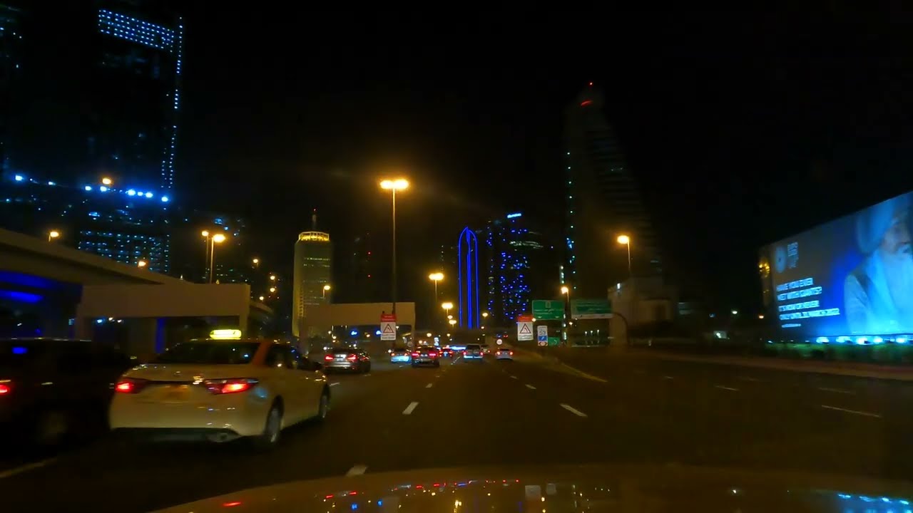 Dubai Night Driving From Deira Al Rigga to JVC Jumeirah Village Circle Dubai UAE