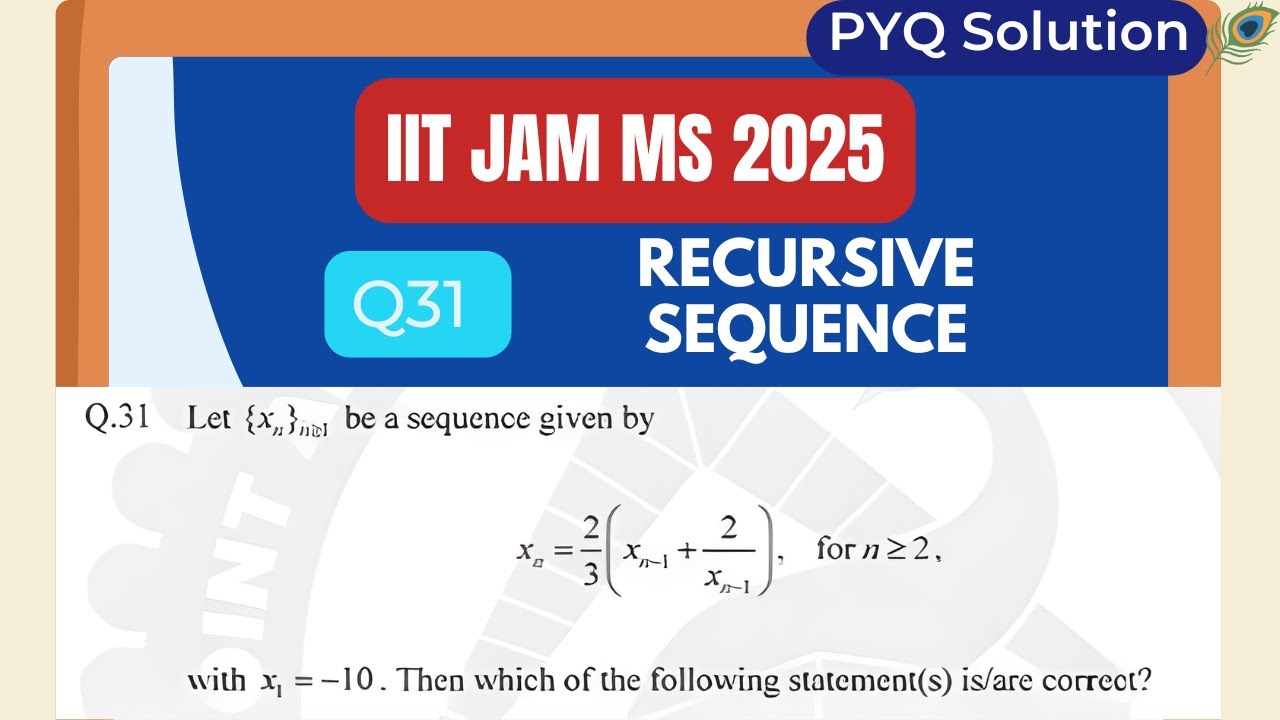 IIT JAM MS 2025 Q31 | Recursive Sequence and Its Properties
