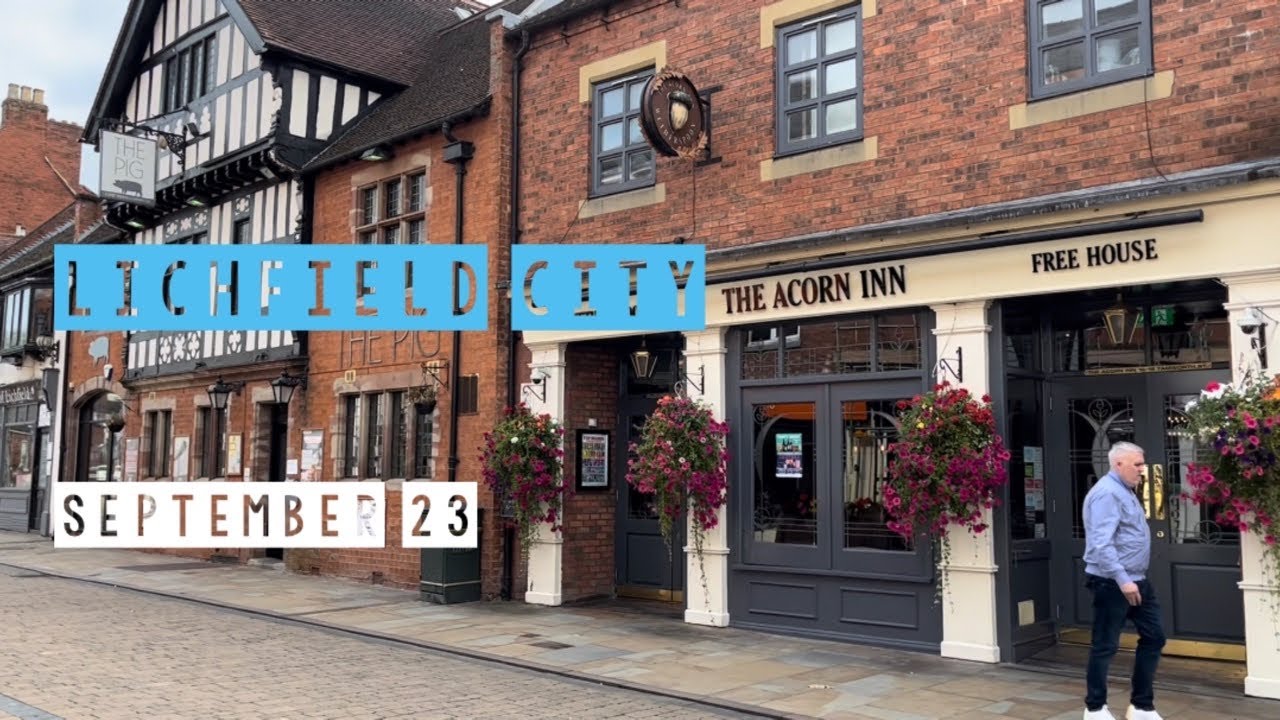 Lichfield City Centre Walk, Staffs UK | 3 Spires, The Garrick, Lichfield Market, Minster Pool 2023