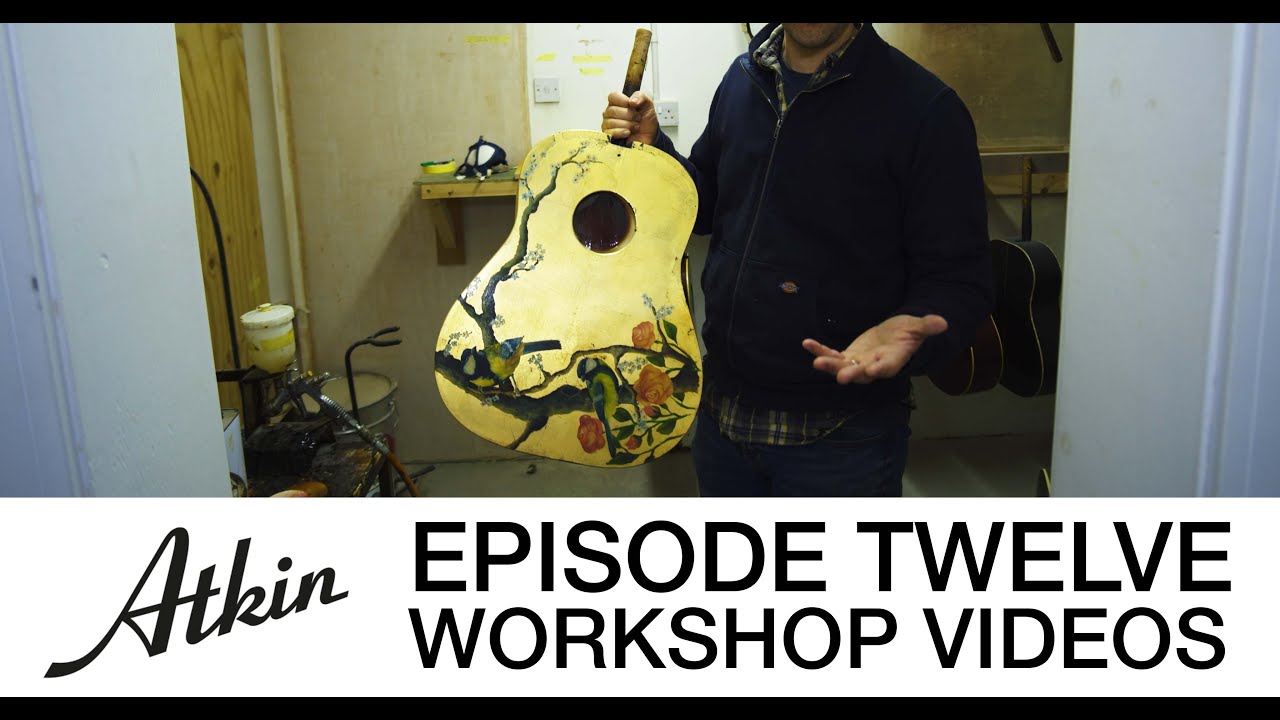 Atkin Guitars Workshop Videos - Ep. 12 - Neck carving, binding, how to fit Rosettes, painted guitar.