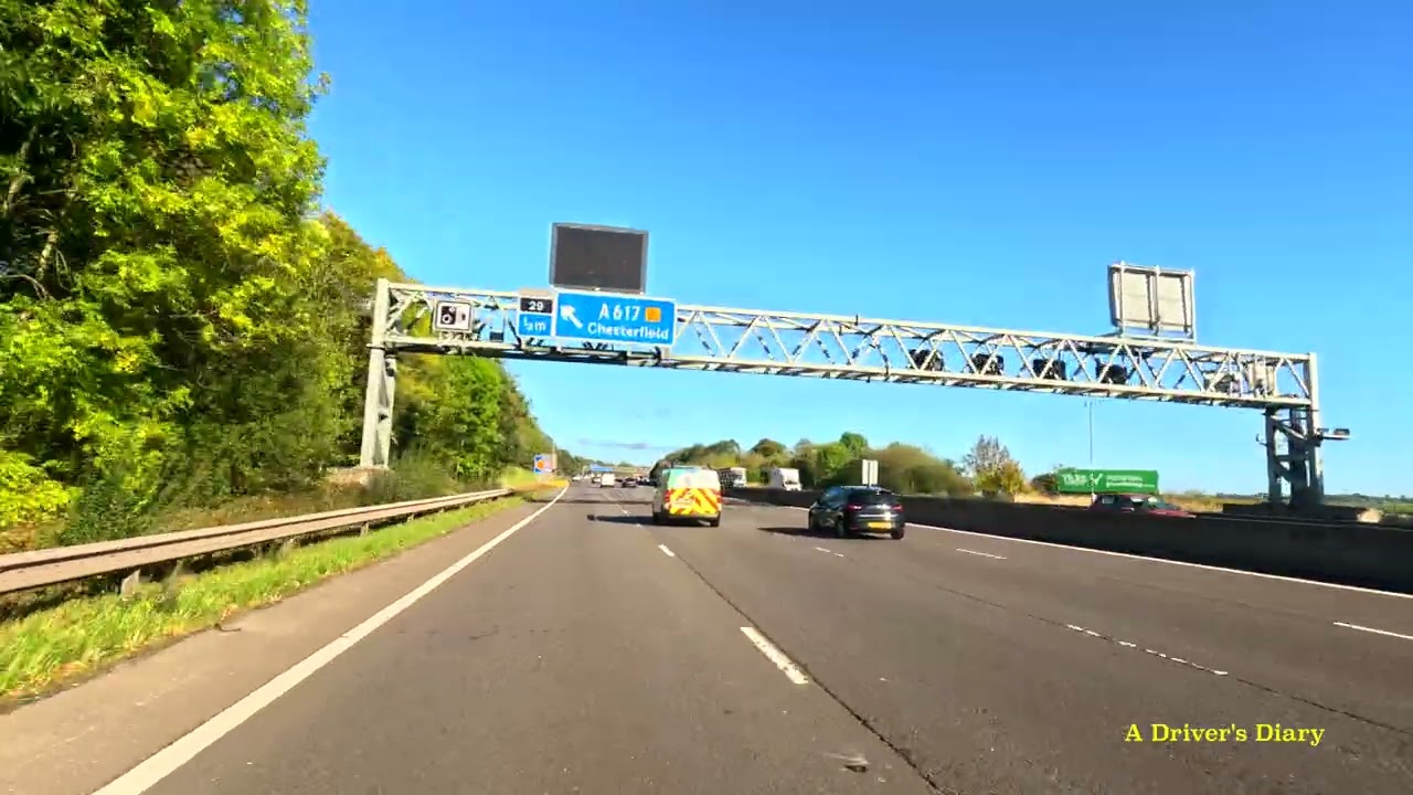 🚗 UK Motorway Drive | A38 to M1 Junction 28 → Woodhall Services Northbound in 4K
