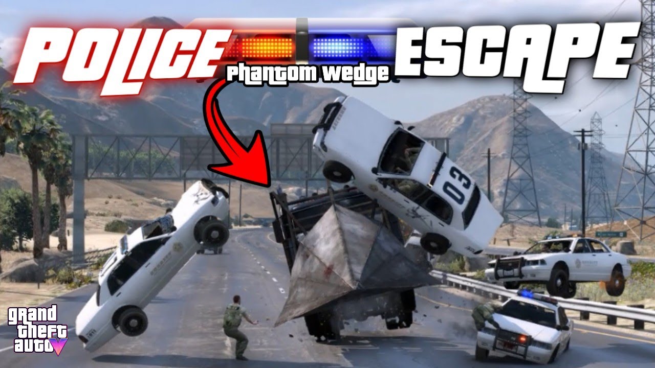 GTA 5 - CRAZY PHANTOM WEDGE CRASHES | POLICE GETAWAY