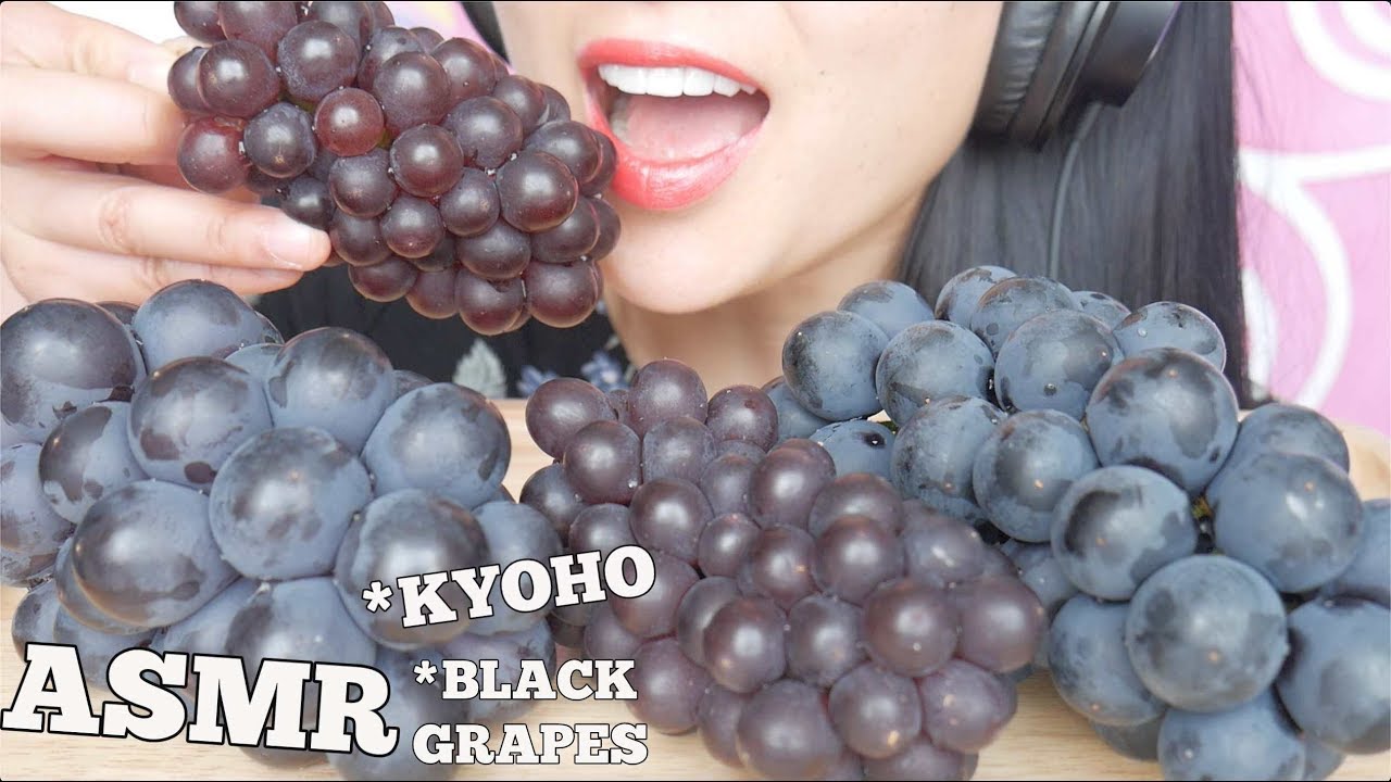 ASMR KYOHO Japanese Black Grapes (SNAPING CRUNCH EATING SOUNDS)  NO TALKING | SAS-ASMR